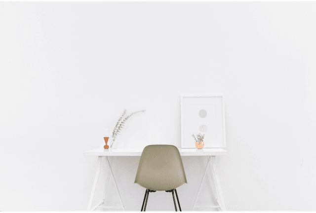 A work table with house plants