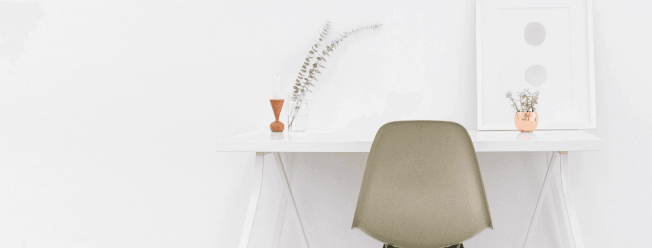 A work table with house plants